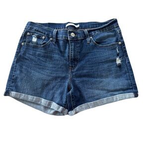 Women's Levi's Dark Denim Shorts Cuffed Summer Mid Length Size 31